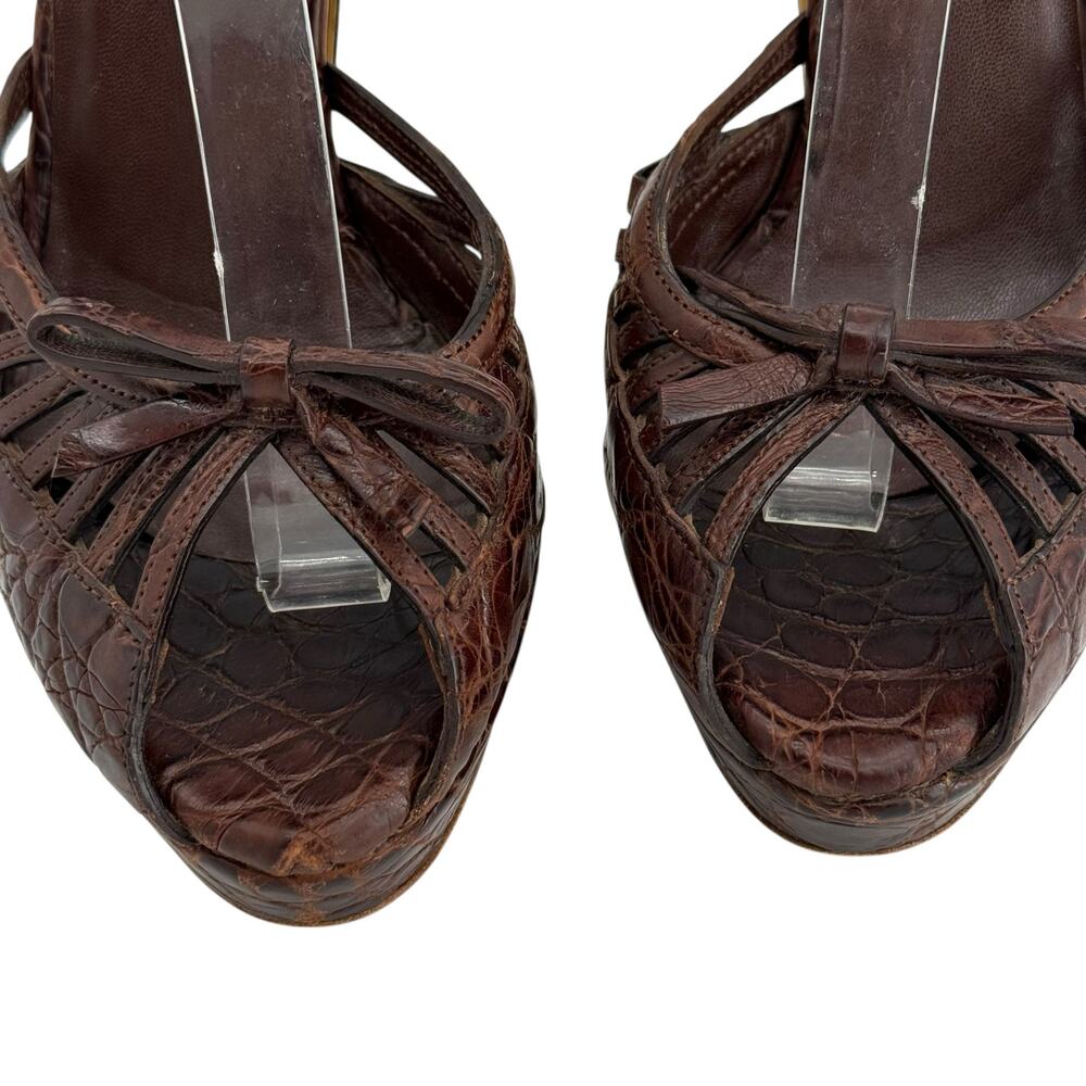 Gucci Brown Cyclamin Python Platform Heeled Sandals Size 36 EU - Picture 6 of 14